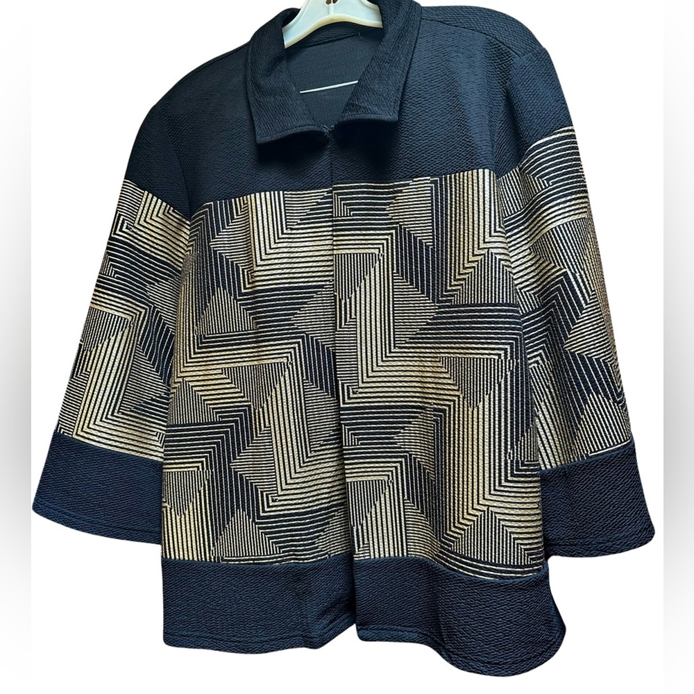 Chicos Travelers Gold and Black Jacket